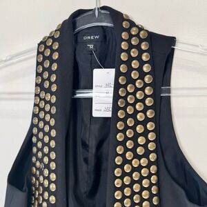 DREW Black Vest with Gold Studs, Size M